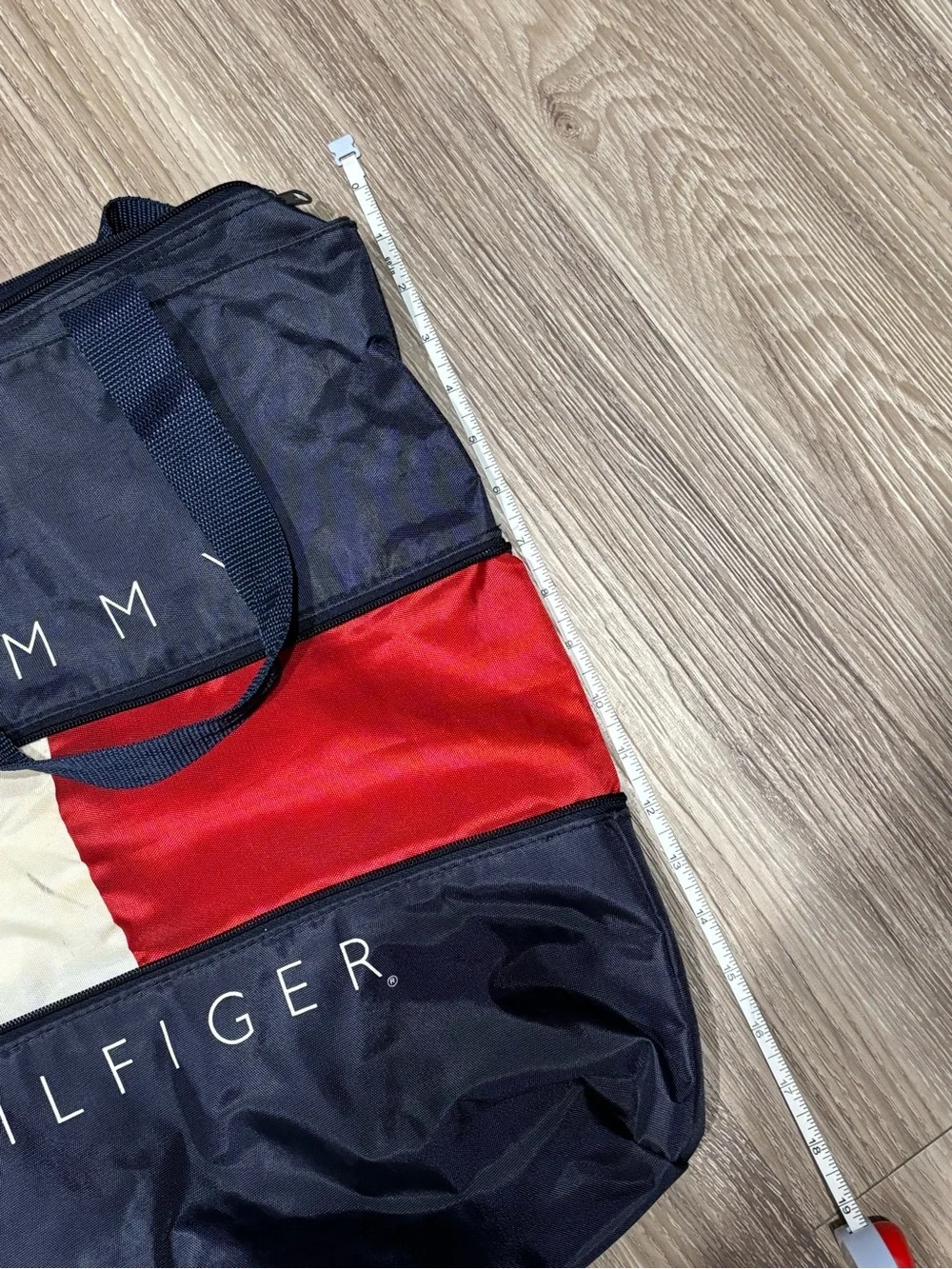 Vintage Tommy Hilfiger Flag Nylon Tote Bag Y2K 90s Zip Shopper Travel Beach Bag